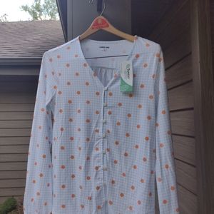 Land's End button blouse NWT